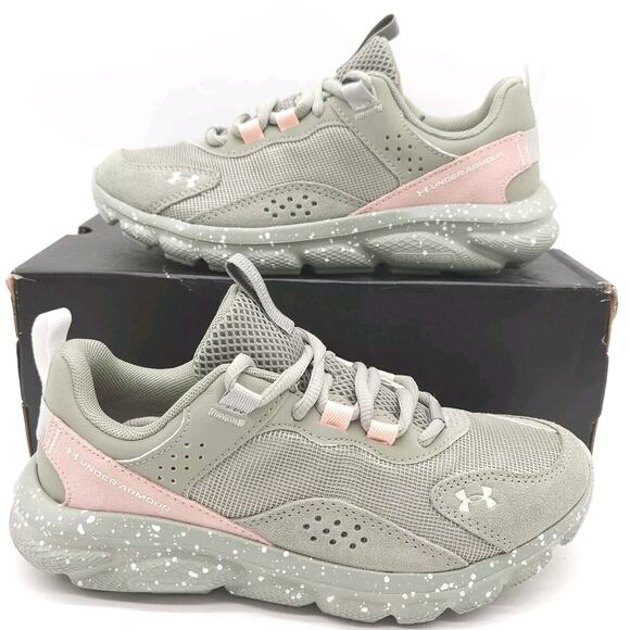 Under Armour Womens 5.5 Charged Verssert Speckle Green Pink Lace Up Shoe Running - Picture 1 of 8